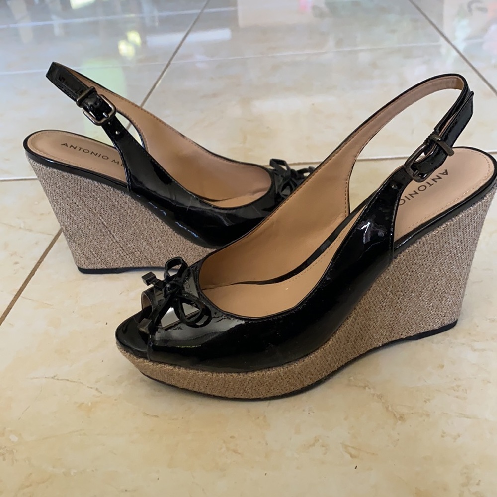 Antonio Melani Black Wedges Heels size 6